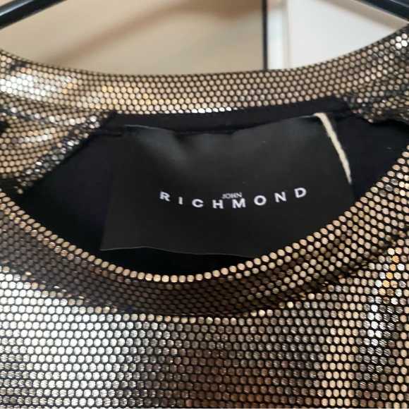 John Richmond Gold Ruched Mini Dress Size S - Picture 3 of 6